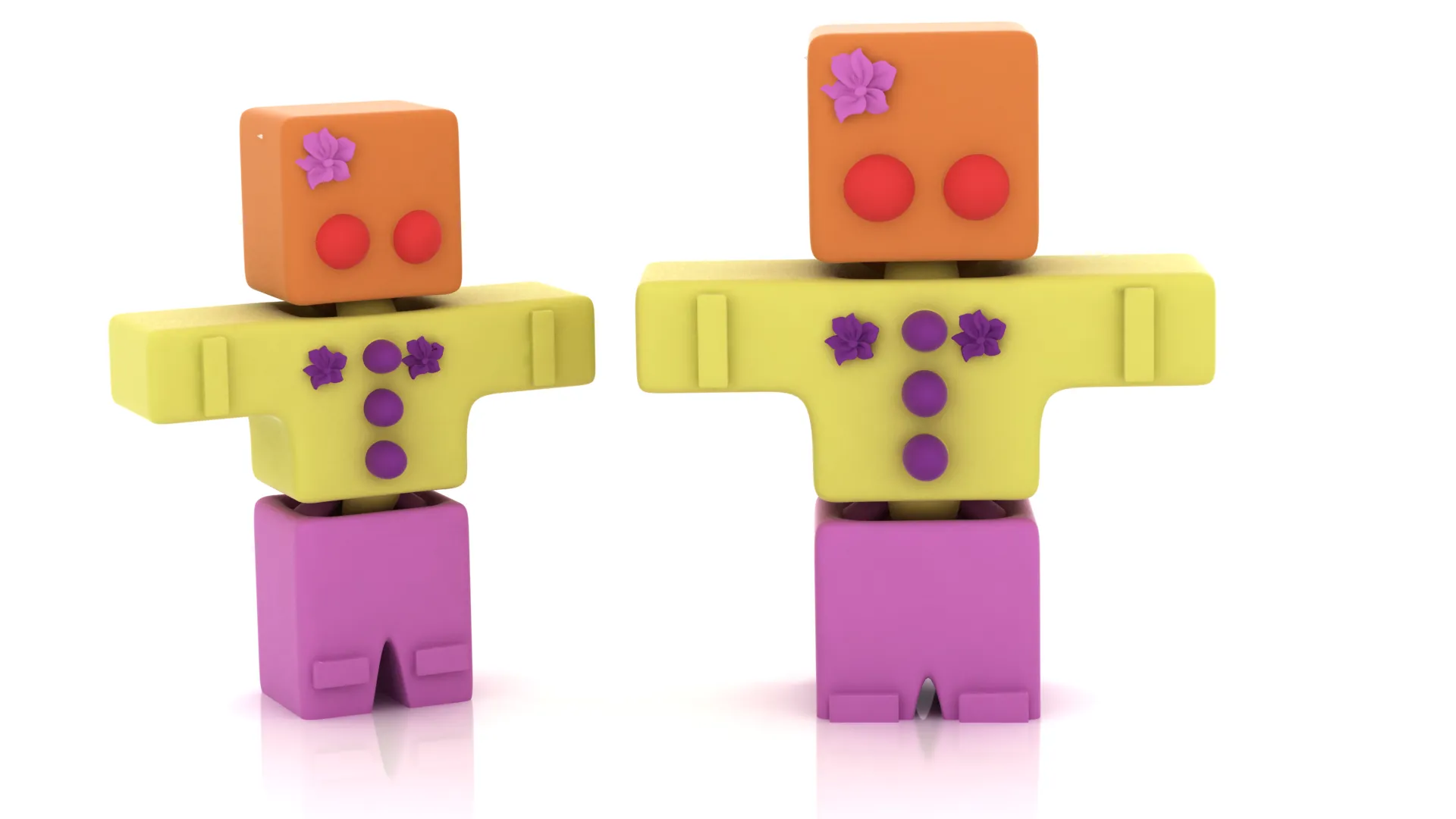 Colorful Block Robot 3D Model .c4d .max .obj .3ds .fbx .stl .blend 