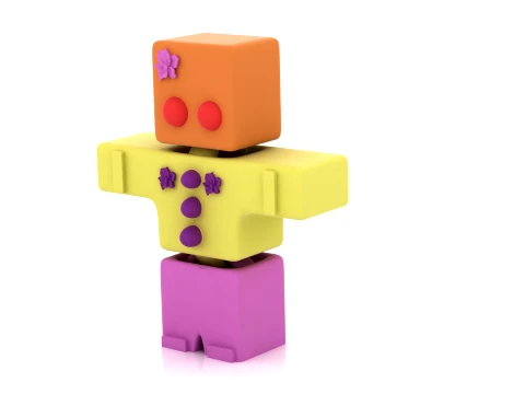Colorful Block Robot 3D Model