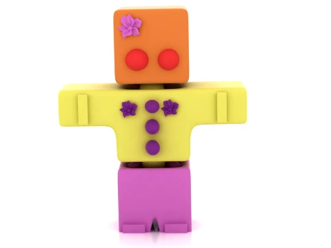 Colorful Block Robot 3D Model