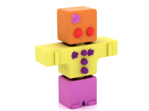 Colorful Block Robot 3D Model