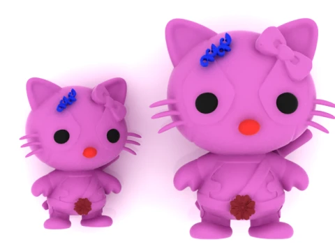 Cute Pink Cat Girl 3D Model