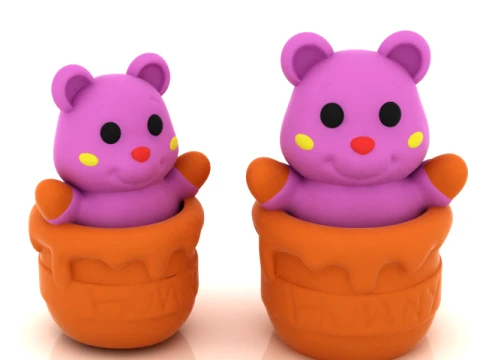 Cute Bear in Honey Pot 3D Model