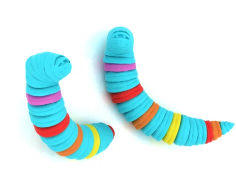 Colorful Cartoon Worm Modelo 3D