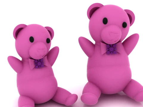 Cute Pink Teddy Bear 3D Model