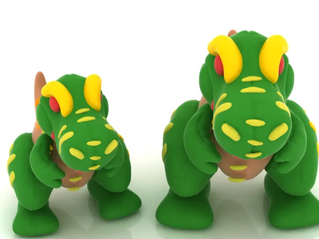 Cartoon Green Dinosaur 3D Model .c4d .max .obj .3ds .fbx .stl .blend 