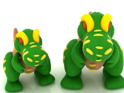 Cartoon Green Dinosaur 3D 모델
