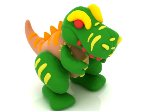 Cartoon Green Dinosaur 3D Model