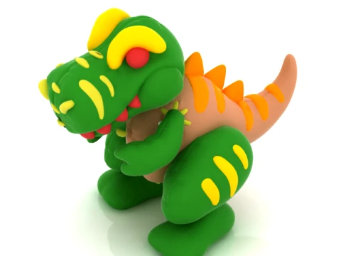 Cartoon Green Dinosaur 3D Model