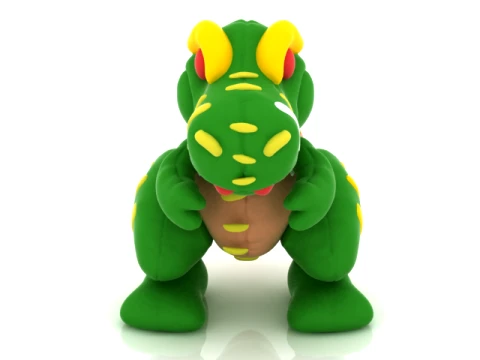 Cartoon Green Dinosaur 3D Model