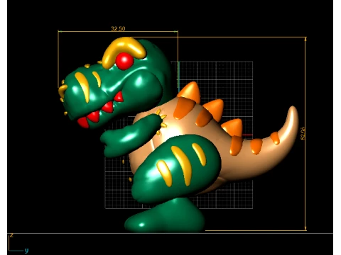 Cartoon Green Dinosaur 3D Model