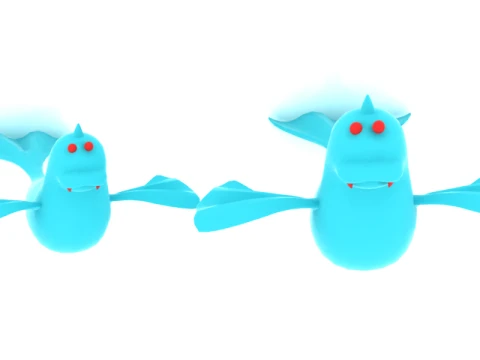 Cute Blue Bat 3D 모델