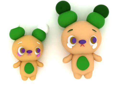 Cute Green-Eared Bear 3D Model