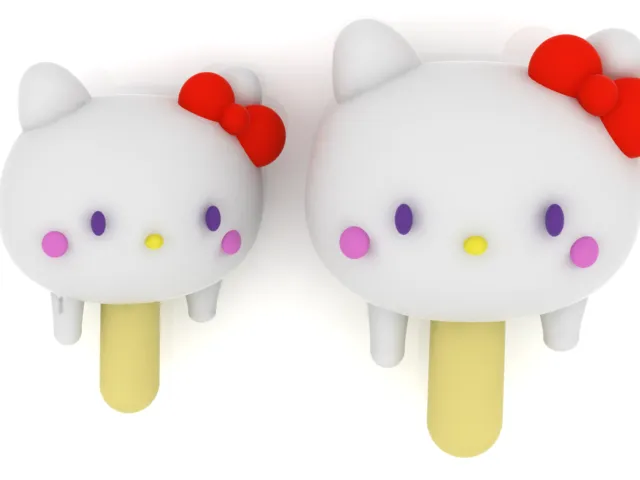 Cute Bow Cat Popsicle 3D Model .c4d .max .obj .3ds .fbx .stl .blend