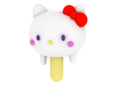 Cute Bow Cat Popsicle 3D Model