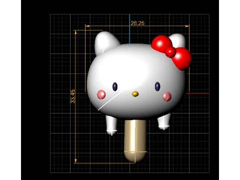 Cute Bow Cat Popsicle 3D Model