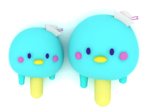 Cute Bird Popsicle 3D Model