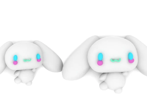 Cute White Bunny 3D Model
