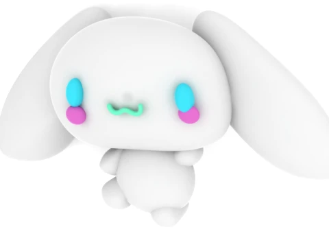 Cute White Bunny 3D Model