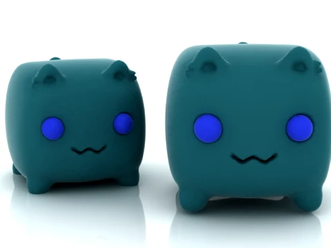 Cute Cube Cat 3D Model