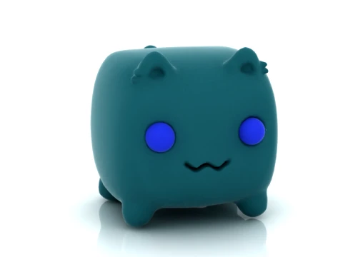 Cute Cube Cat 3D Model