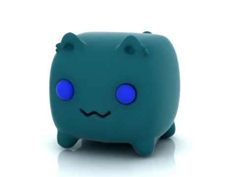 Cute Cube Cat 3D Model