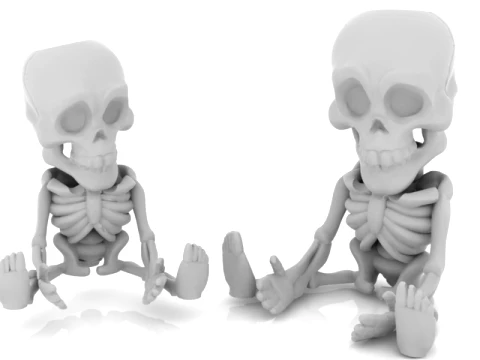 Squelette de dessin animé assis Modèle 3D