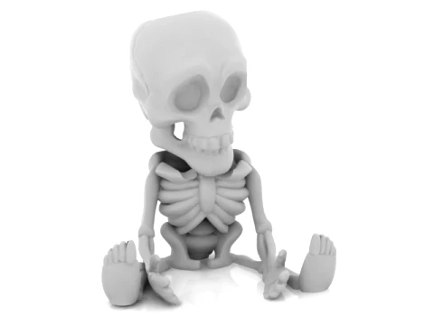 Sitting Cartoon Skeleton 3D Model