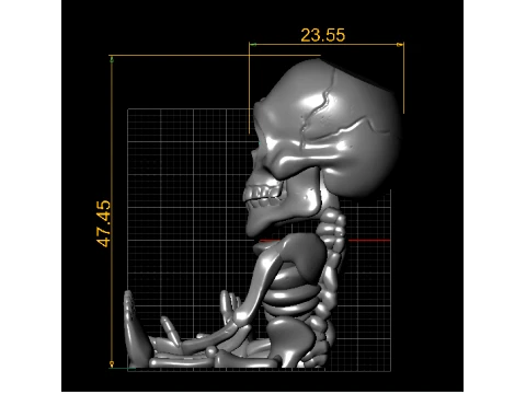Sitting Cartoon Skeleton 3D Model