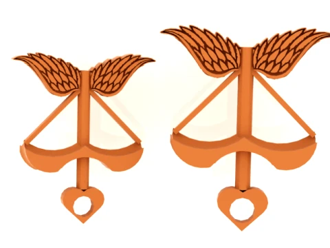 Ornamento dell'equilibrio del cuore alato Modello 3D