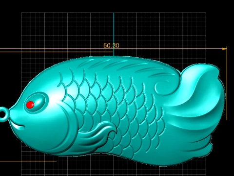 Koi Fish Pendant 3D Model