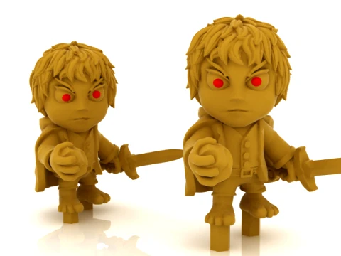 Chibi Anime Swordsman Figure 3D 모델