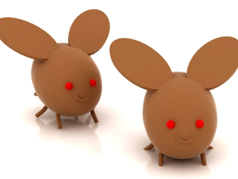 Cute Chibi Mouse Character 3D Model