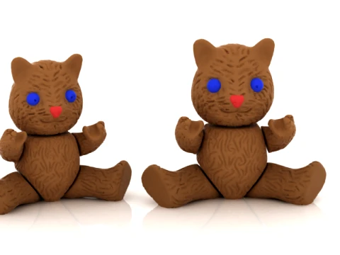 Cute Sitting Kitten Figure 3D Model