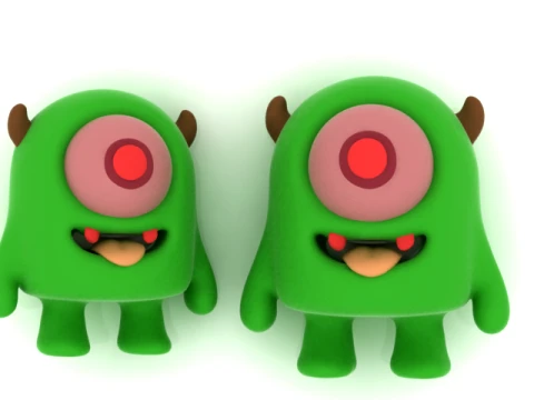 Cute One-Eyed Monster Figure 3D Model