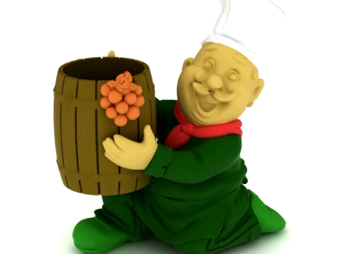 Cheerful Chef Barrel Planter 3D Model