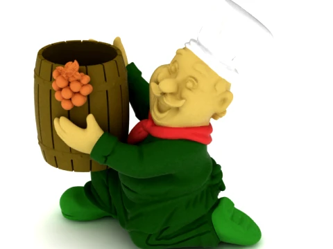 Cheerful Chef Barrel Planter 3D Model