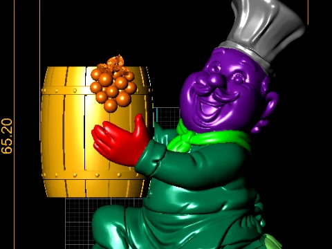 Cheerful Chef Barrel Planter 3D Model