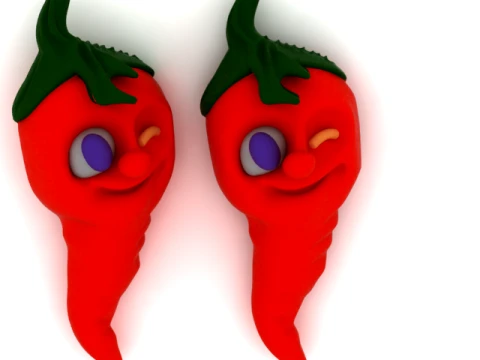 Winking Cartoon Chili Pepper 3Dモデル