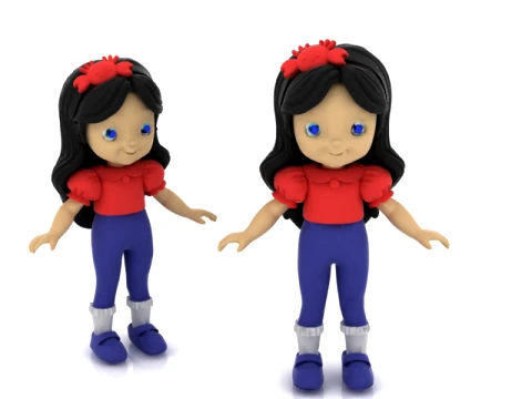 Cute Cartoon Girl Figurine 3D 모델