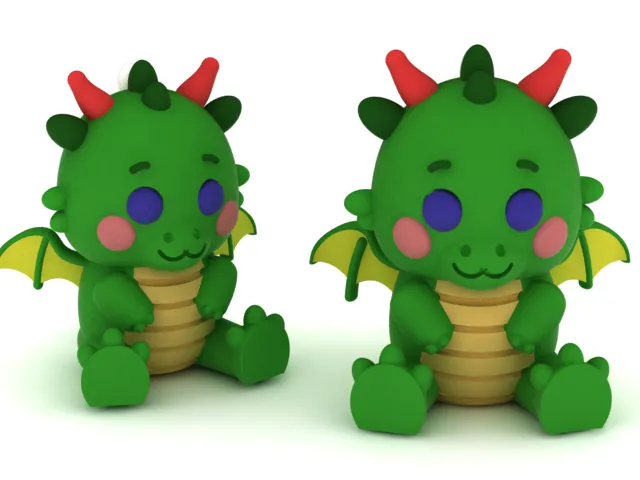 Cute Baby Dragon Figurine 3D Model .c4d .max .obj .3ds .fbx .stl .blend 