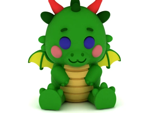 Cute Baby Dragon Figurine 3D Model