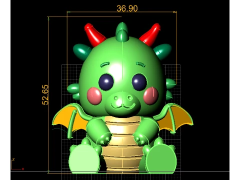 Cute Baby Dragon Figurine 3D Model
