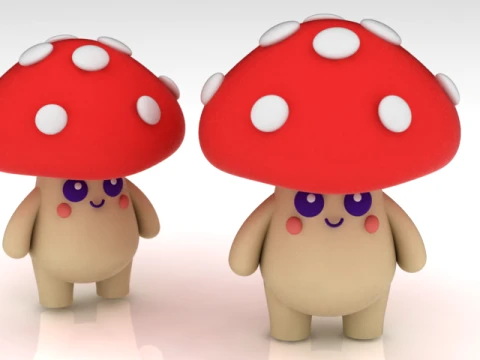 Cute Mushroom Character Figurine 3D Model