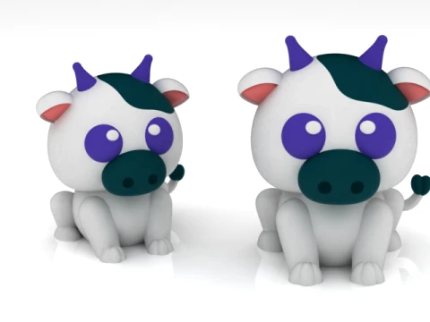 Cute Baby Cow Figurine Modèle 3D