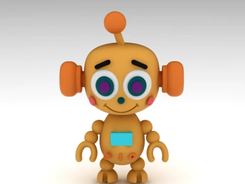 Cute Cartoon Robot Figurine 3D Model