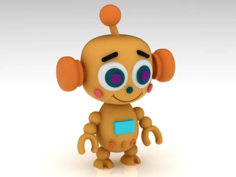Cute Cartoon Robot Figurine 3D Model