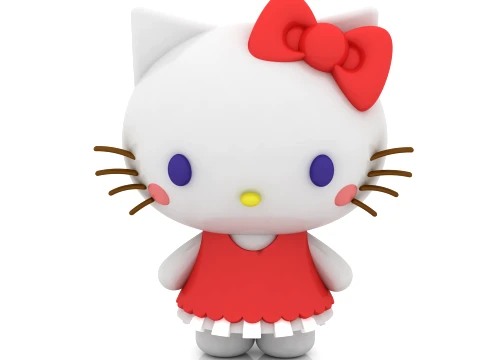 Cute Bow Cat Figurine 3D Model