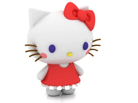 Cute Bow Cat Figurine 3D Model
