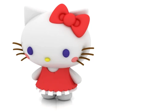 Cute Bow Cat Figurine 3D Model