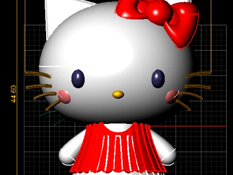 Cute Bow Cat Figurine 3D Model
